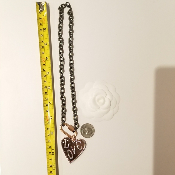 Rosegold Love Heart Carabiner Lock Necklace - Picture 6 of 6